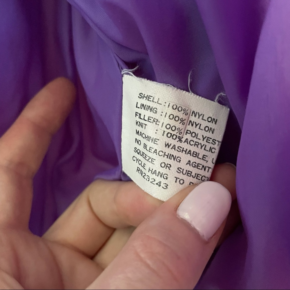 Vintage Retro Jacket Zip off Vest Puffer 80's White Purple Convertible Unique - Picture 8 of 14